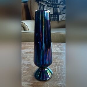Vintage Blue Iridescent Vase
